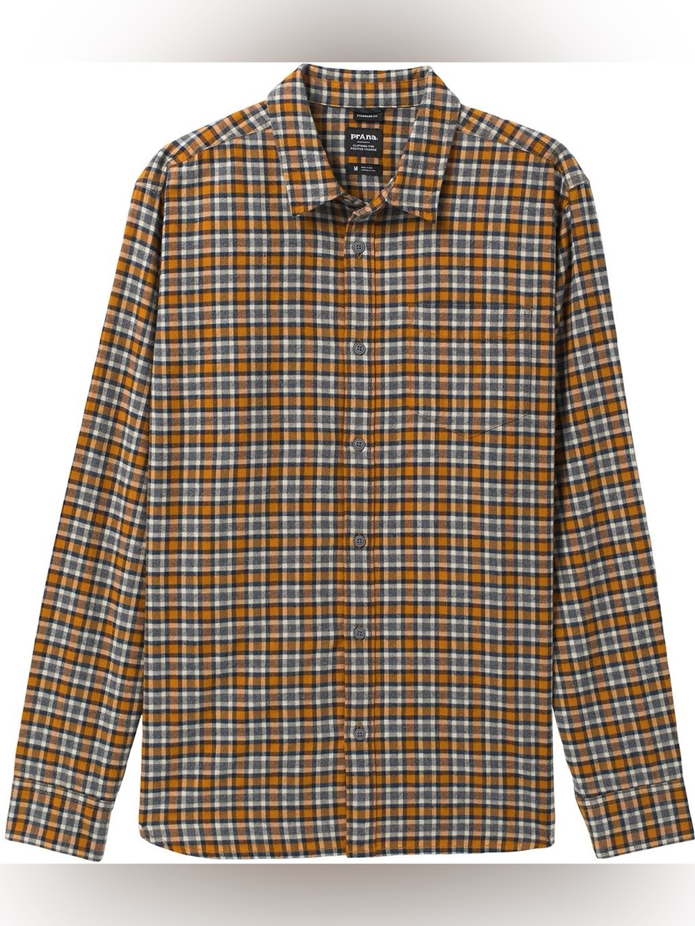 prAna Los Feliz Pecan Pie Organic Cotton Flannel Shirt Size Small NWT